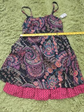 Boho Paisley Print Pink-Trim A-Line Skirt
